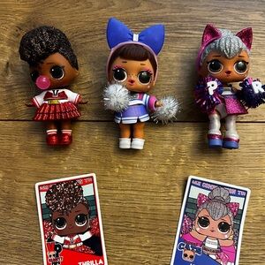 L.O.L. Surprise! Cheerleader Dolls Set “Sis Cheer”, “Thrilla” and “Kitty Queen”